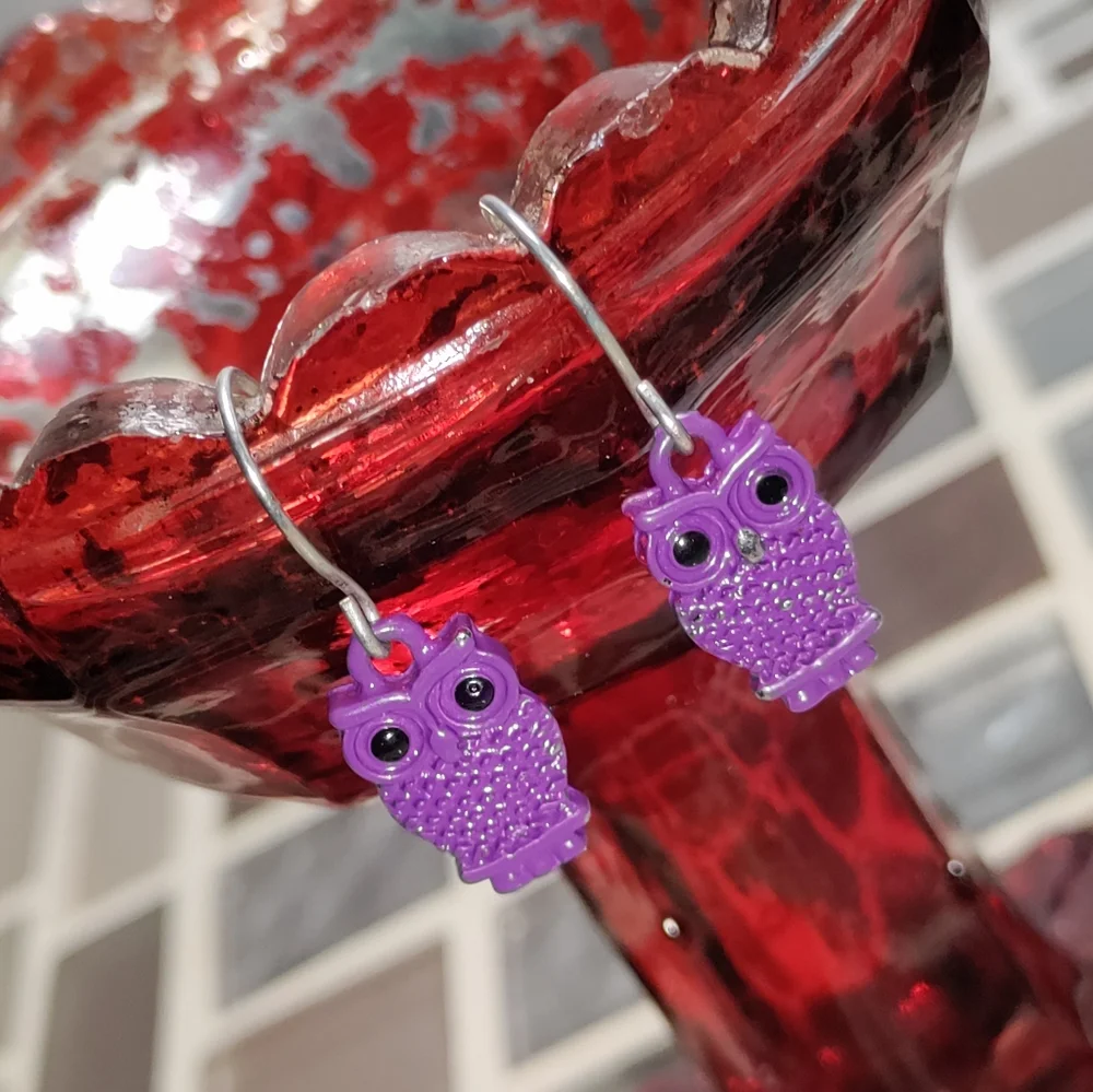 Vintage Purple Owl earrings-$5 add on